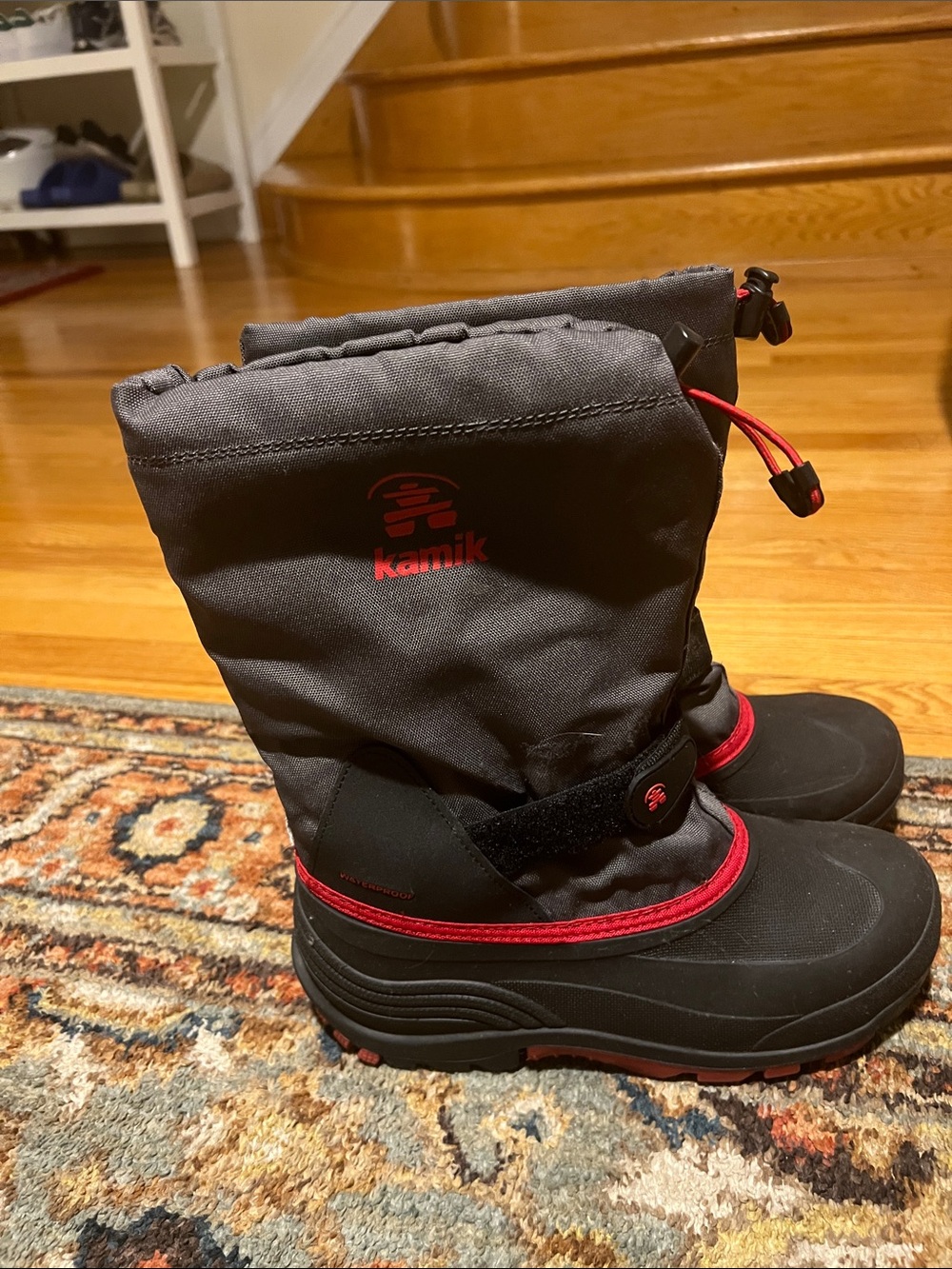 Kamik Kids Black and Red Waterproof Snow Boots